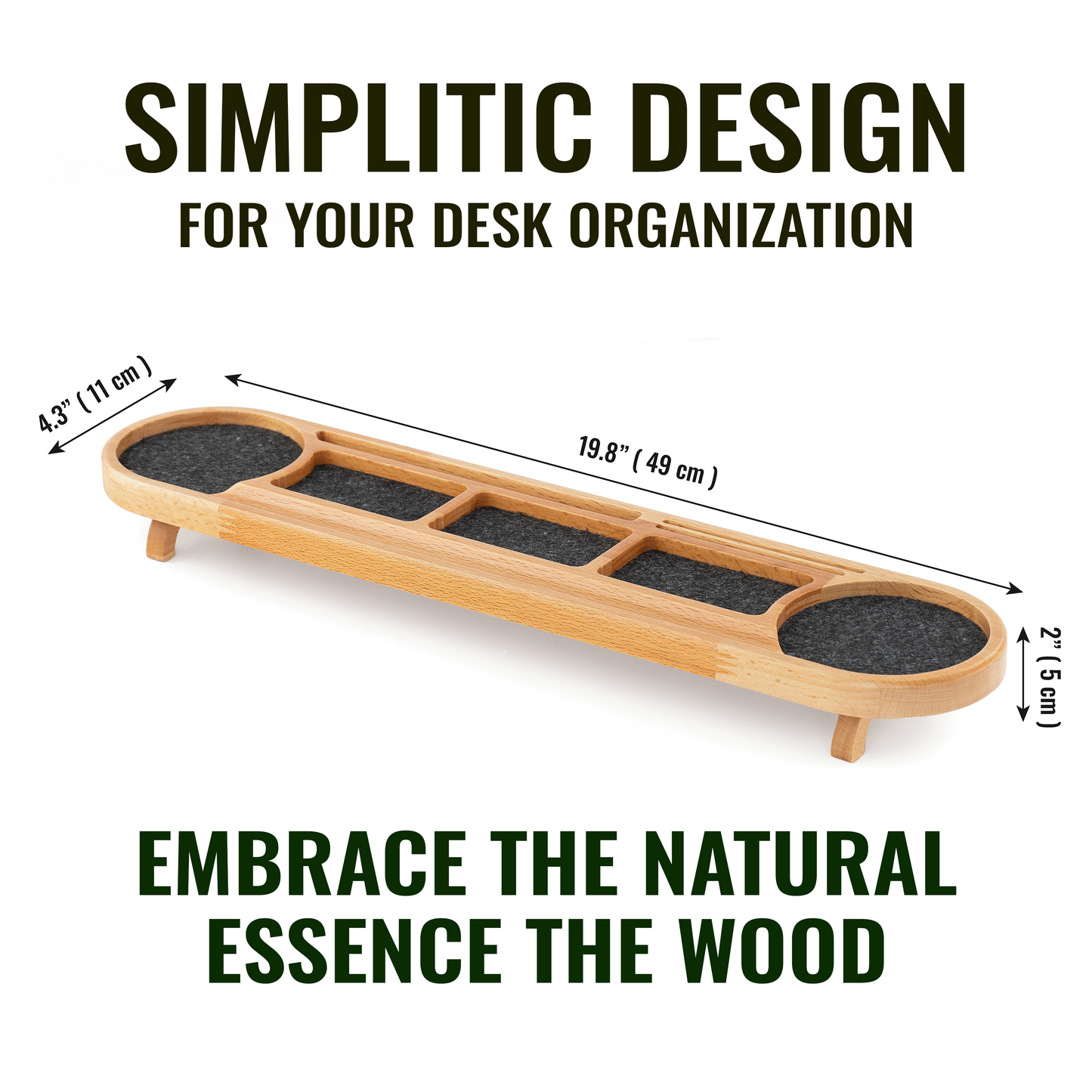 Solid Wood Desk Organiser Long