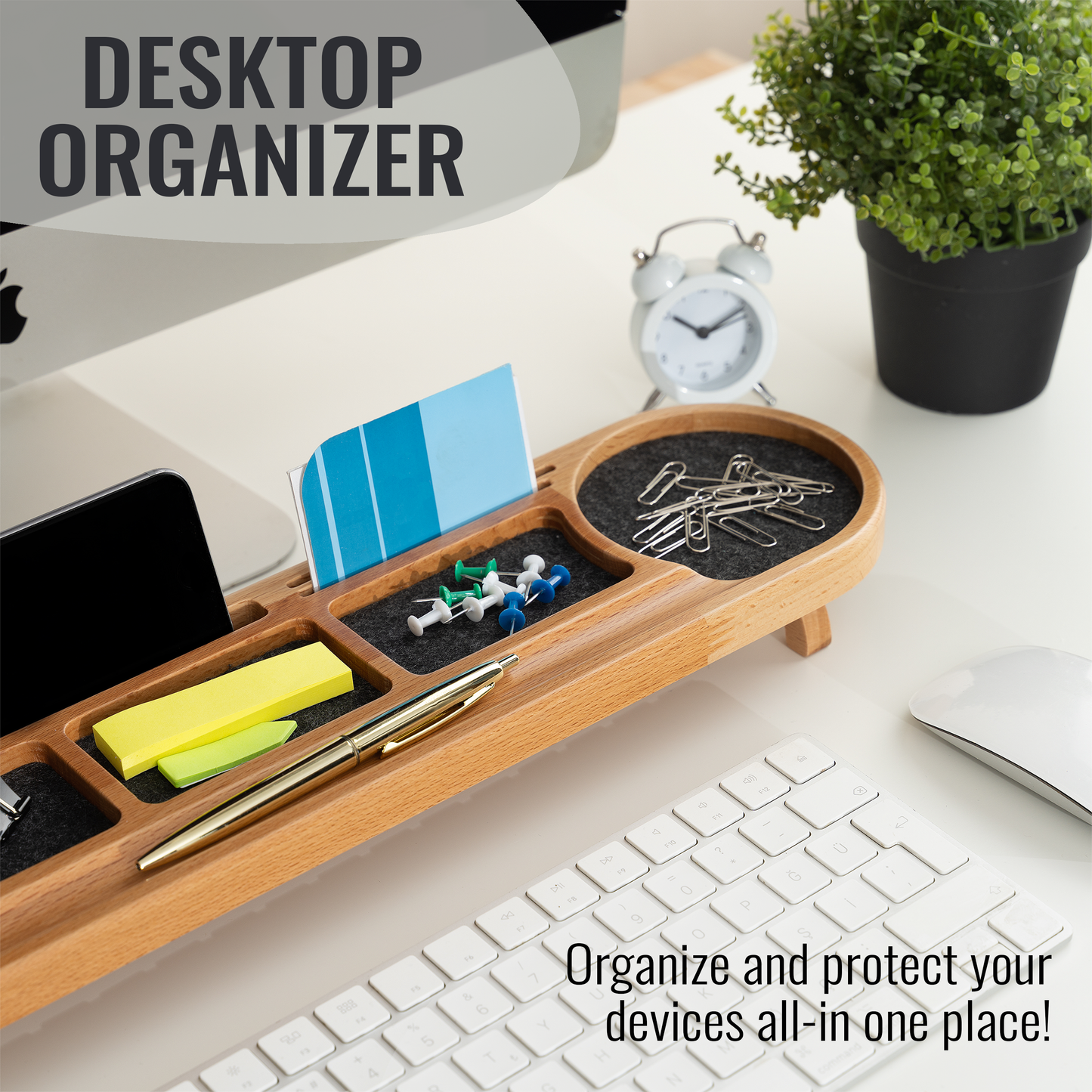 Solid Wood Desk Organiser Long