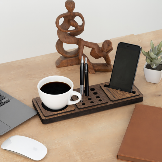 Organiseur de bureau en bois avec trois carrés