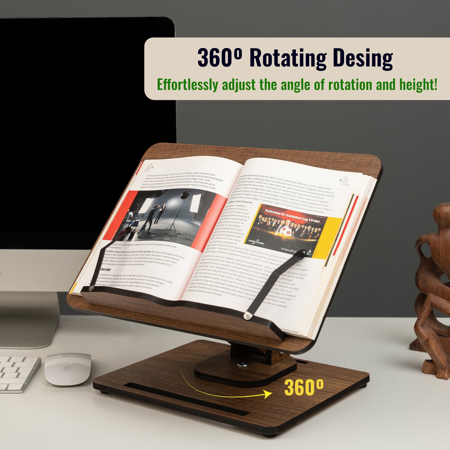 360° Rotating Book Stand, Adjustable Laptop Stand